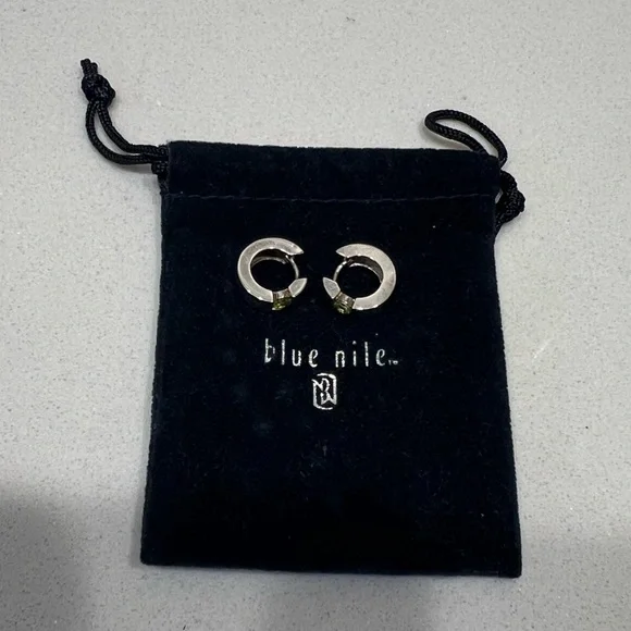 Blue Nile Silver & Peridot Huggie Earrings - Picture 6 of 6